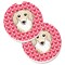 "Caroline's Treasures Longhair Creme Dachshund Hearts Set of 2 Cup Holder Car Coasters, 2.56, Multicolor"